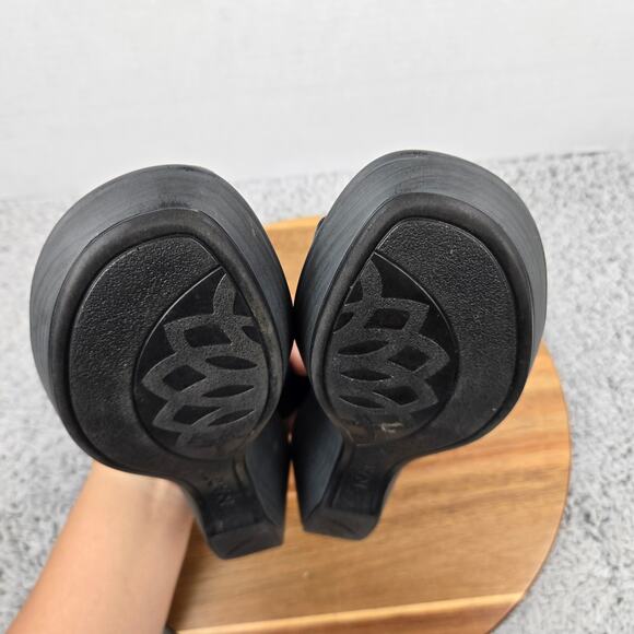 Naot Pinotage Navy Leather Open Toe Double Strap Mini Wedge Sandals Womens 37 - Picture 10 of 13